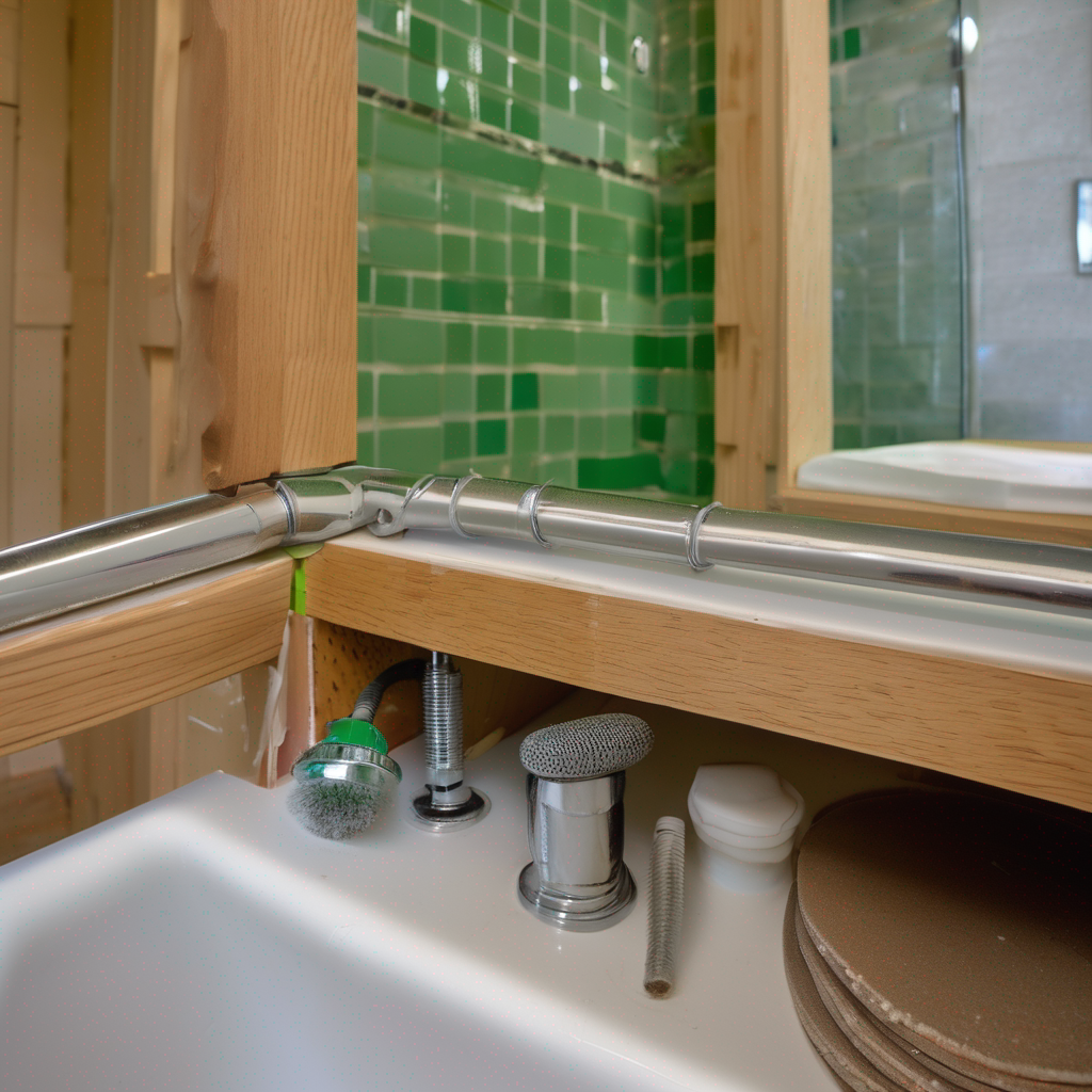 A city inspector with a clipboard reviewing the newly installed plumbing and electrical rough-in for an accessible bathroom, highlighting a critical step in the permit process before drywall is installed.