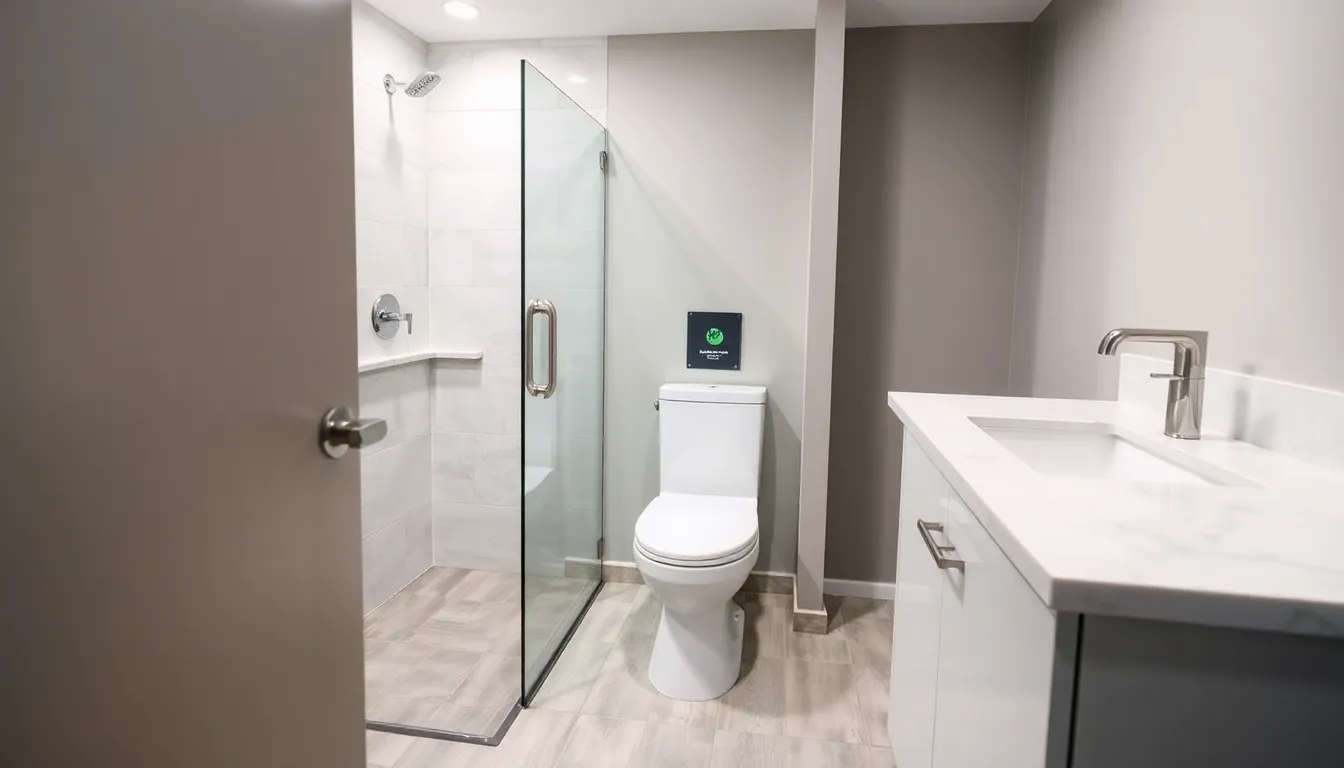A well-organized bathroom featuring a combination of open-shelf storage for towels and accessible drawers with easy-to-grip pulls, showcasing a practical and stylish design.