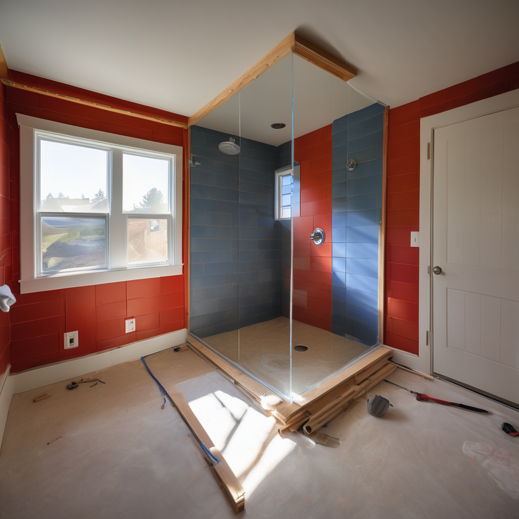 A modern, accessible bathroom featuring a large, vertically-oriented mirror mounted above a floating vanity, accommodating both standing and seated users.